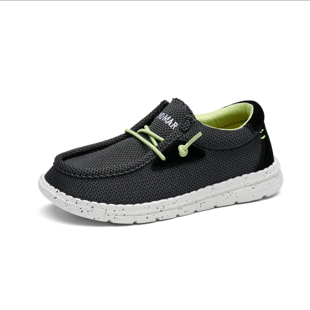 Bruno Marc Kids' Black and Green Slip-On Sneakers